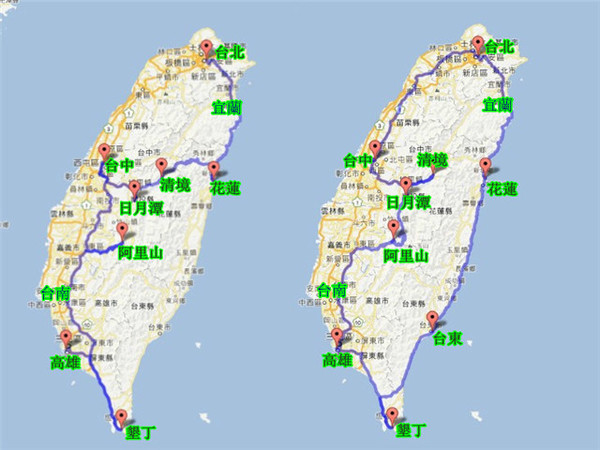 台灣環島包車旅遊7~8天行程